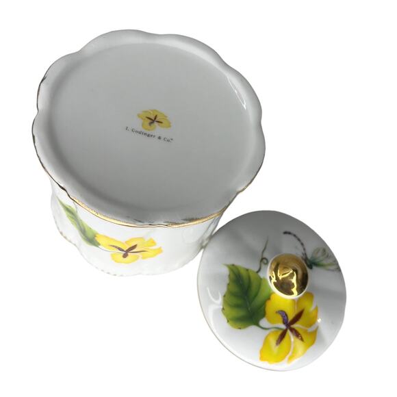 VTG I. Godinger & Co VANITY CANISTER + LID 4" Dragonfly Bee Flowers Gold Tivoli - Picture 6 of 9